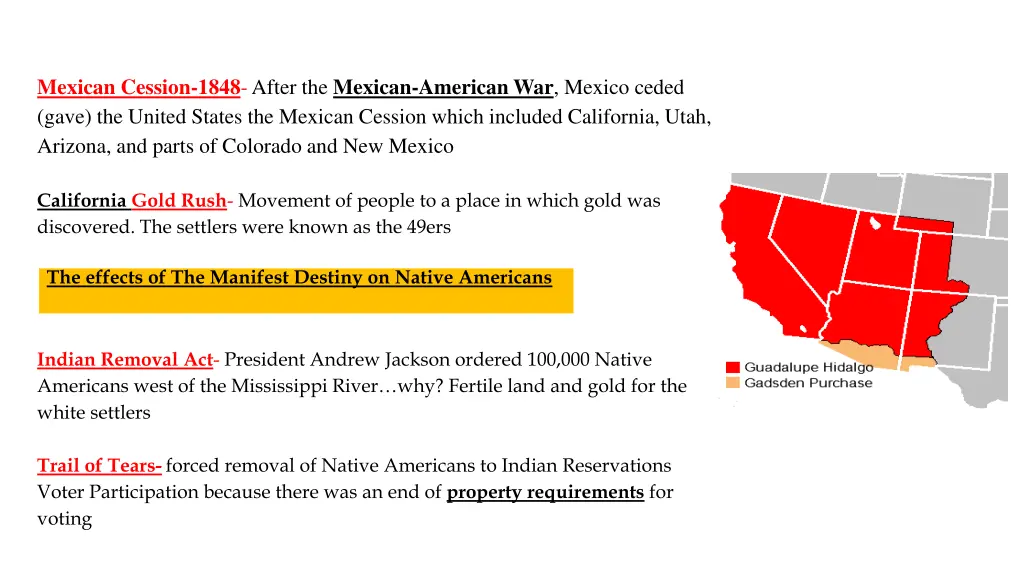 mexican cession 1848 after the mexican american