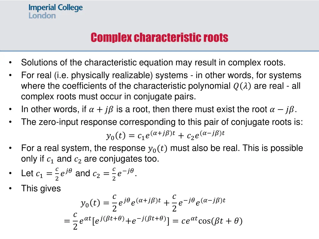 complex characteristic roots