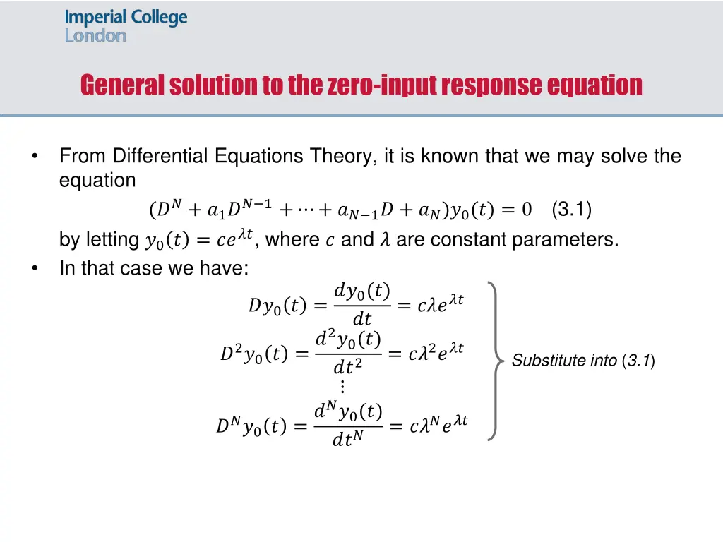 general solution to the zero input response