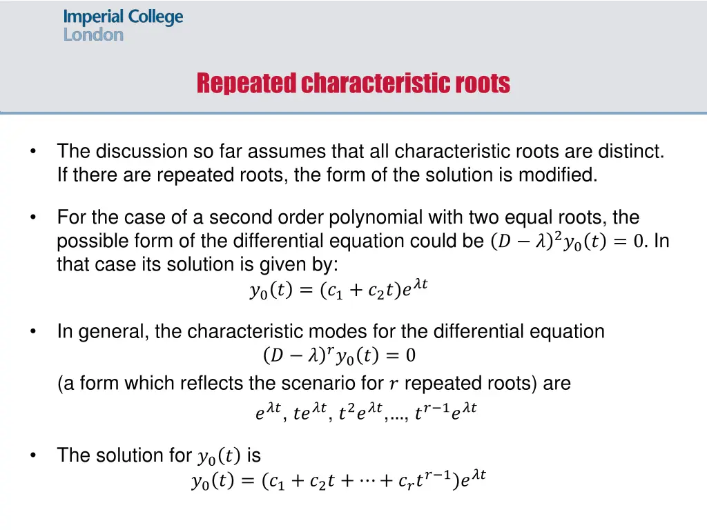 repeated characteristic roots