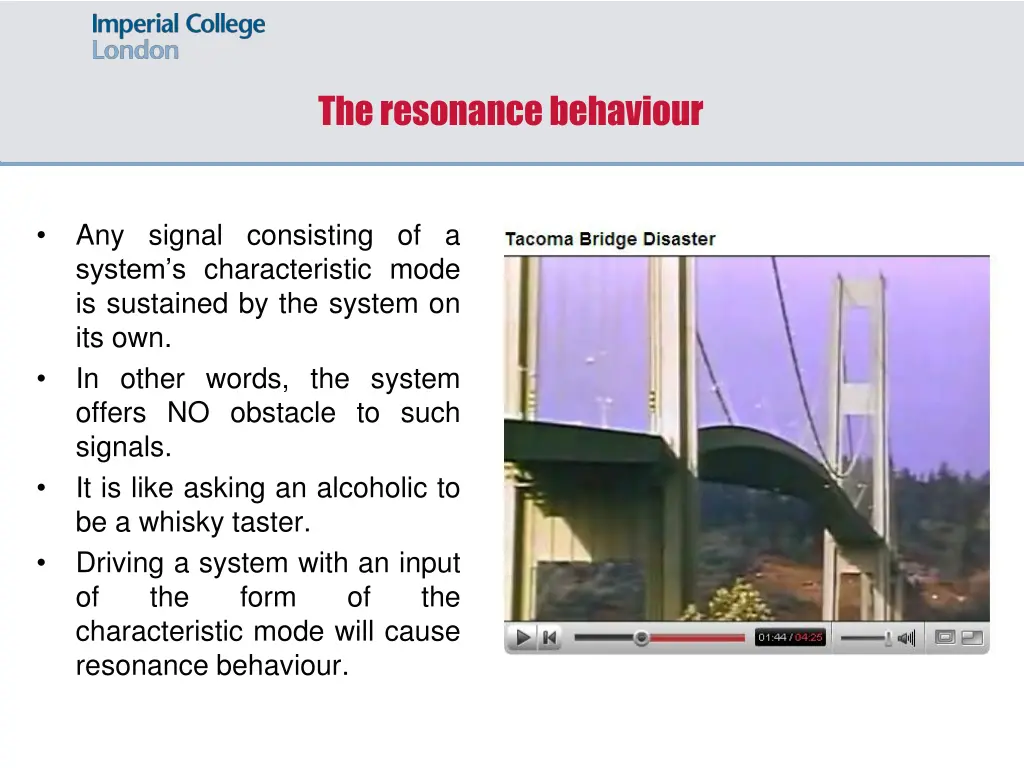 the resonance behaviour