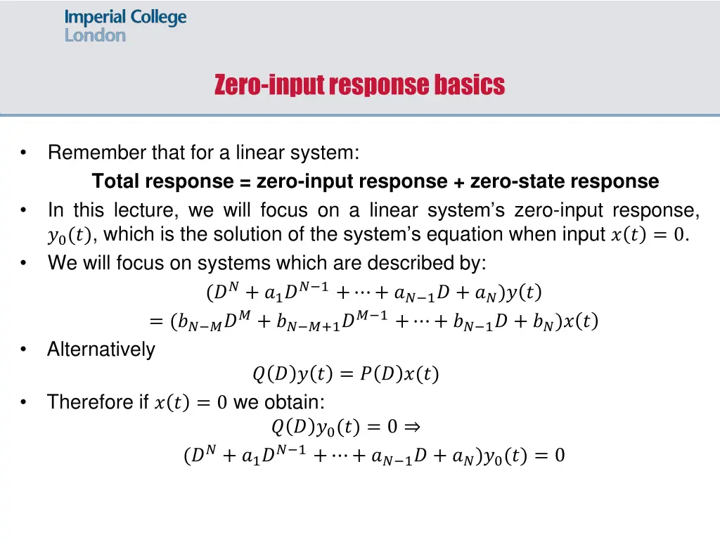 zero input response basics
