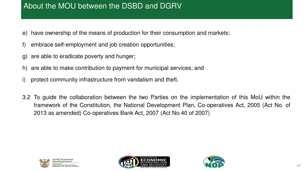 about the mou between the dsbd and dgrv 1