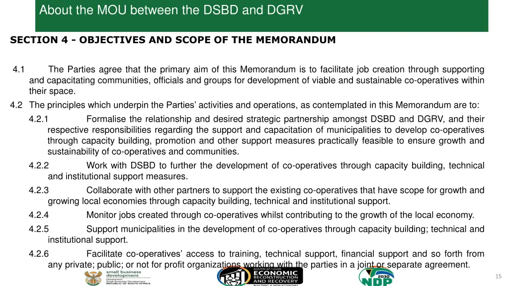 about the mou between the dsbd and dgrv 2