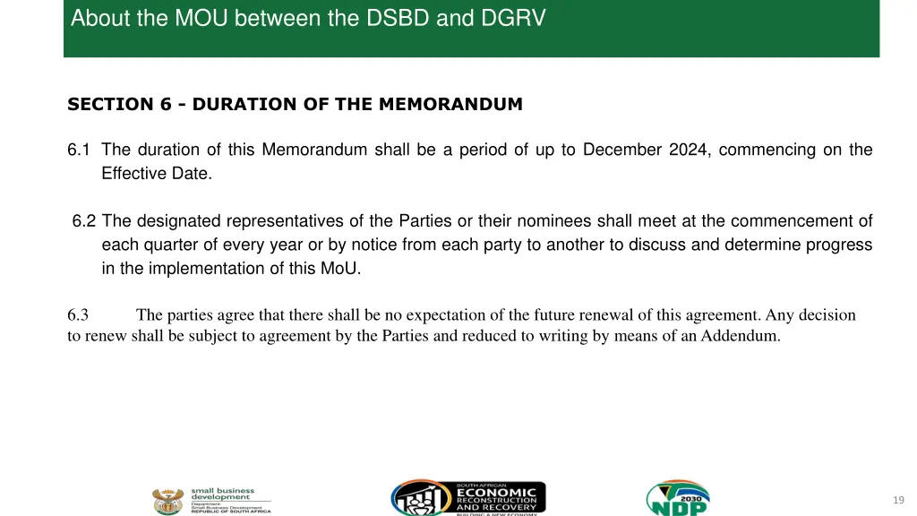 about the mou between the dsbd and dgrv 4