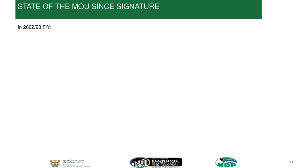 state of the mou since signature