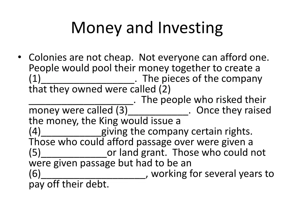 money and investing