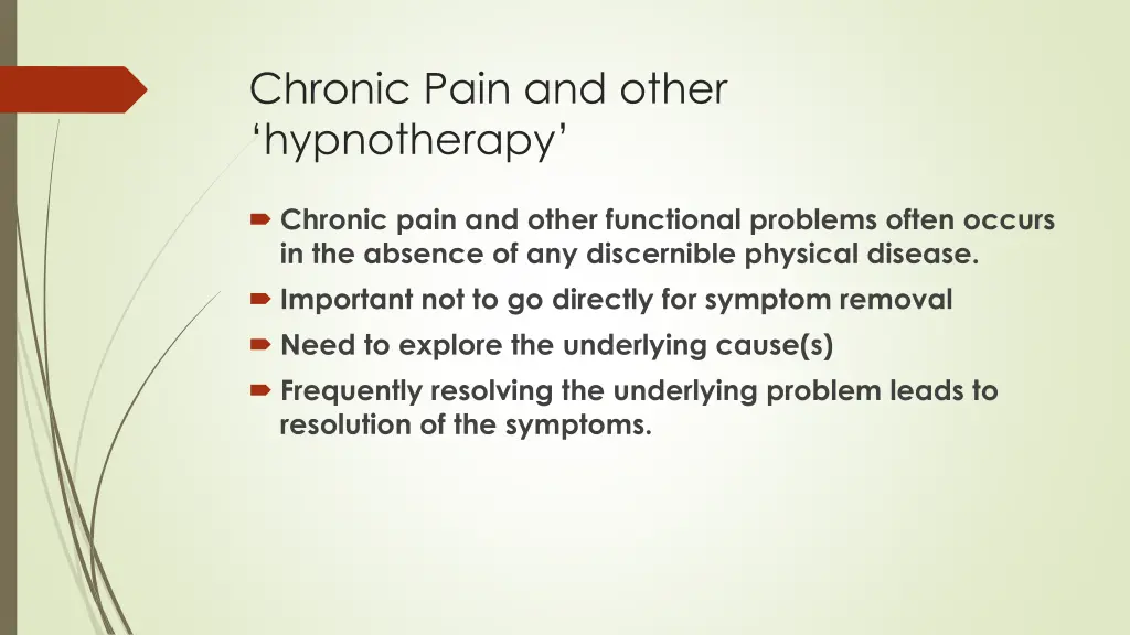 chronic pain and other hypnotherapy