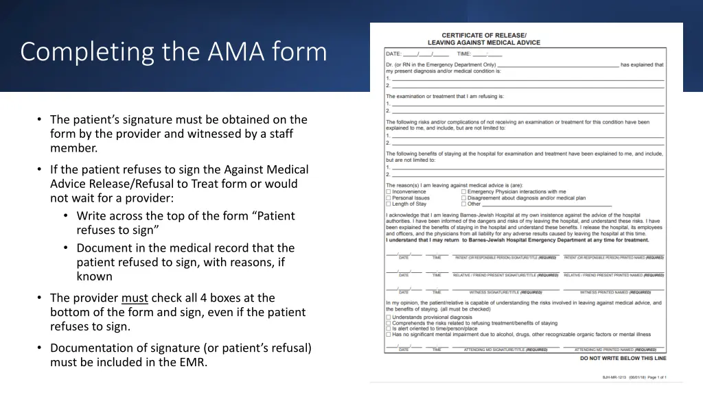 completing the ama form