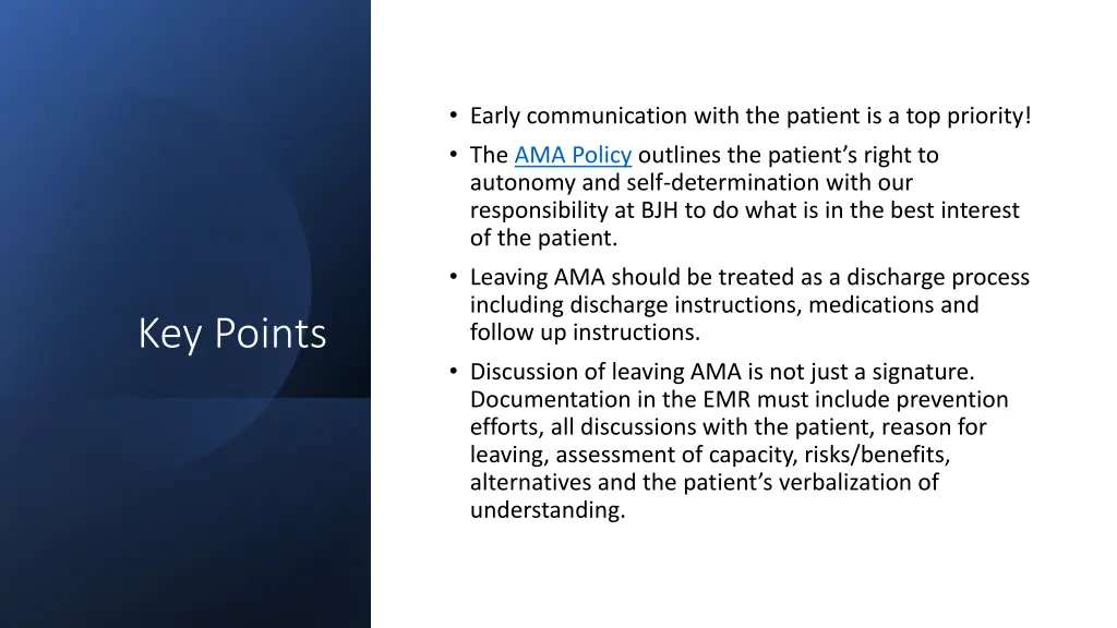 early communication with the patient