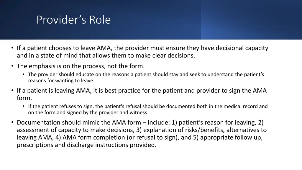 provider s role