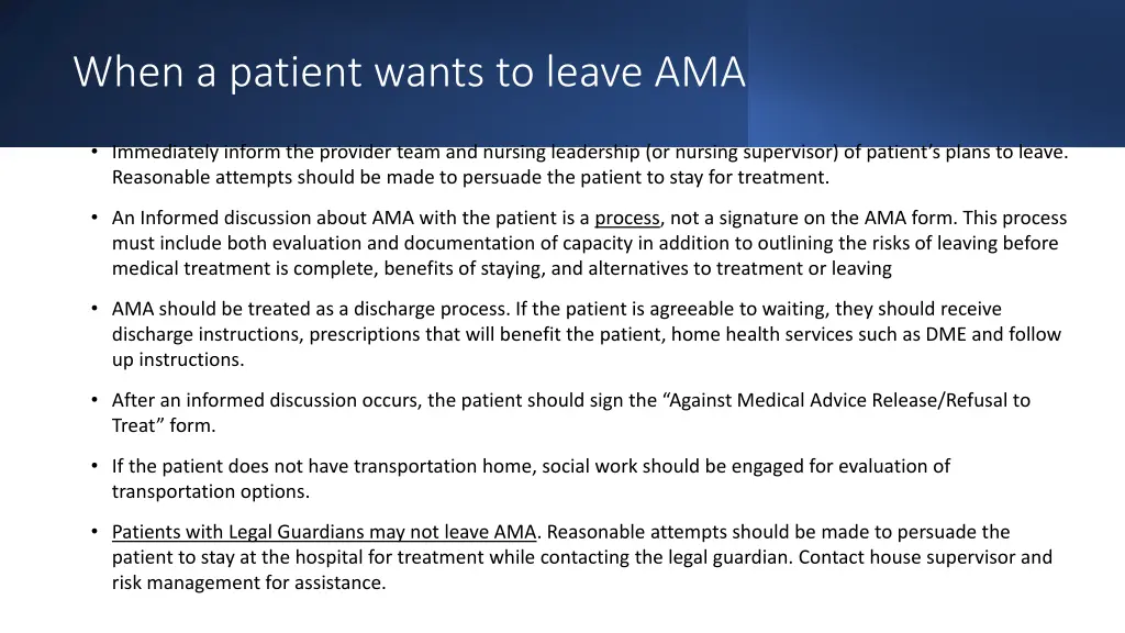 when a patient wants to leave ama
