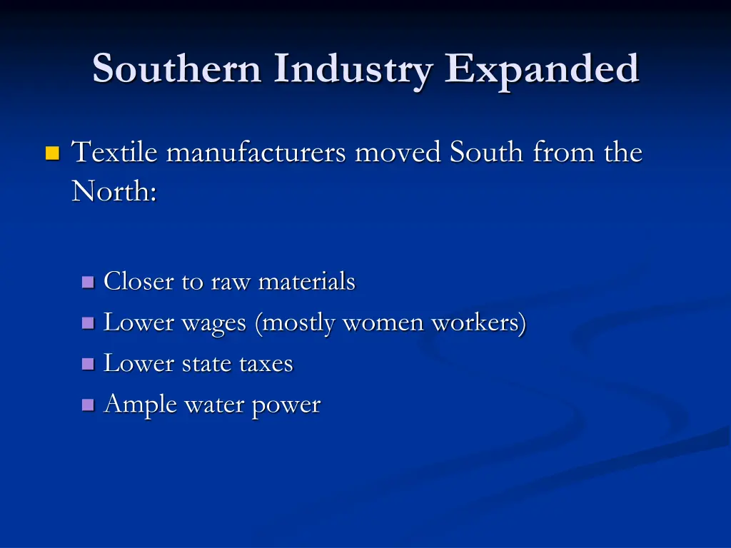 southern industry expanded