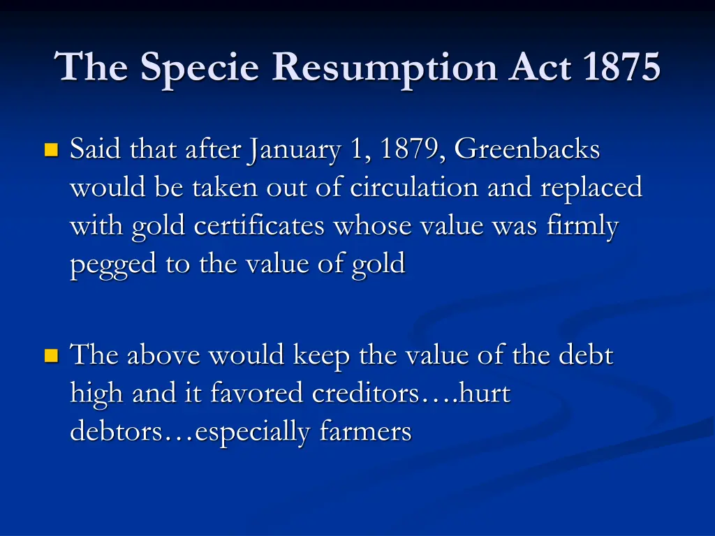the specie resumption act 1875