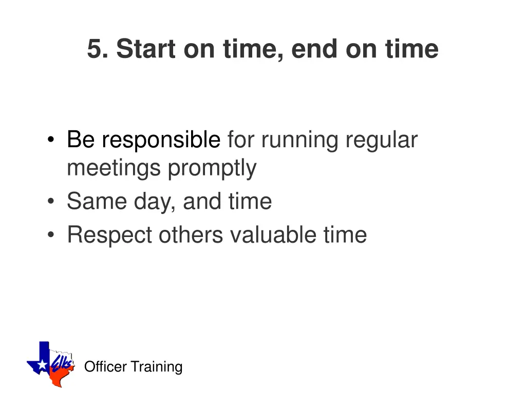 5 start on time end on time
