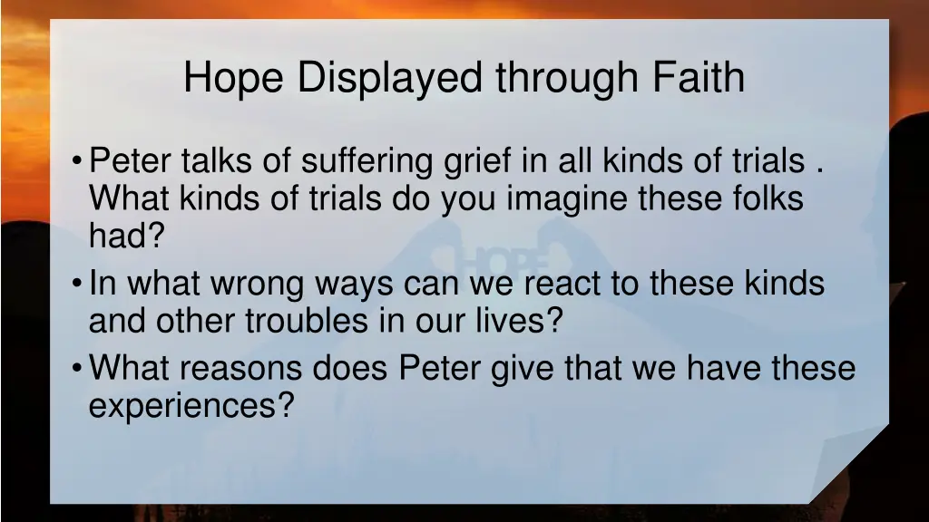 hope displayed through faith