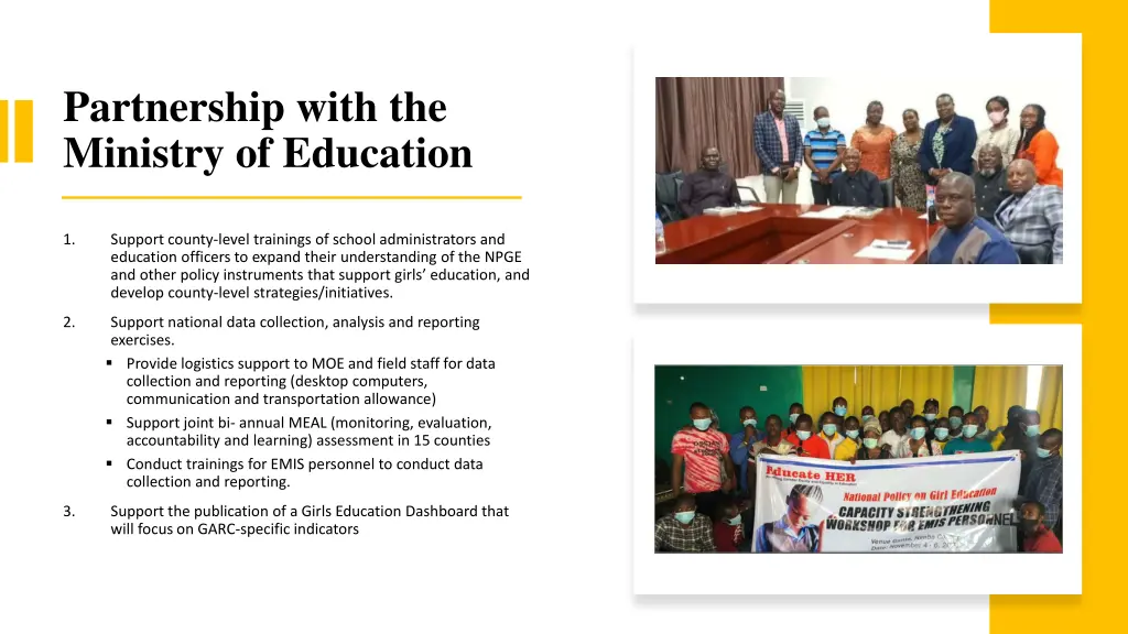 partnership with the ministry of education