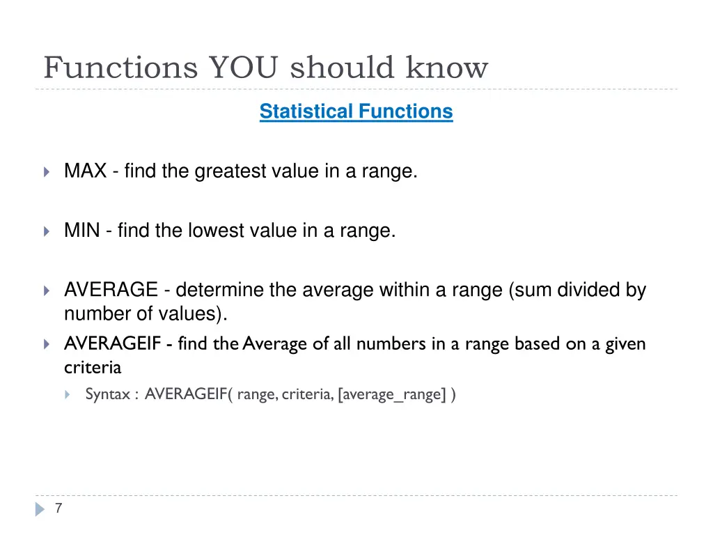 functions you should know