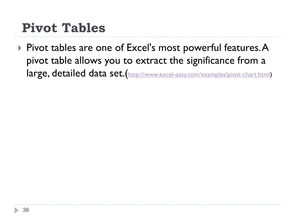 pivot tables
