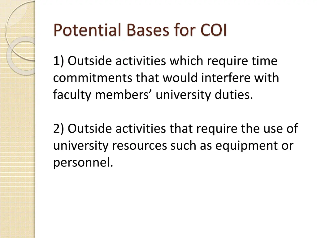 potential bases for coi