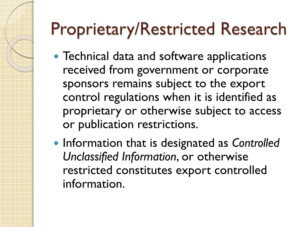 proprietary restricted research
