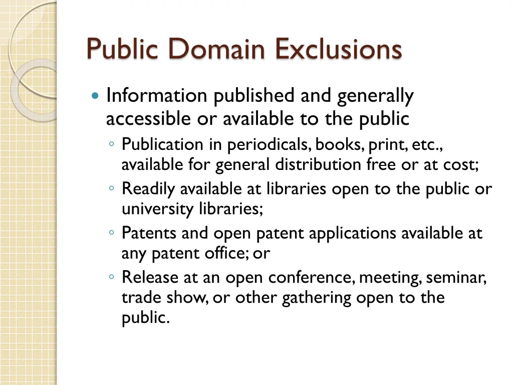 public domain exclusions