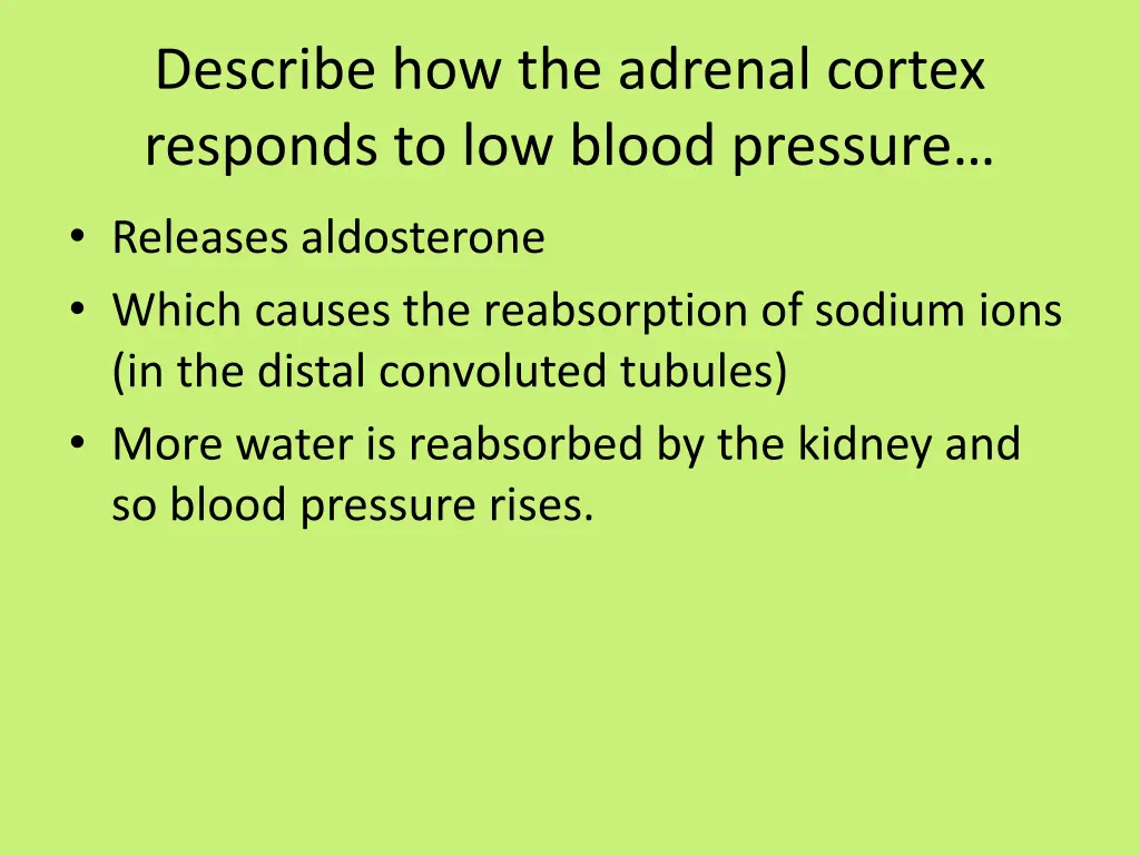 describe how the adrenal cortex responds