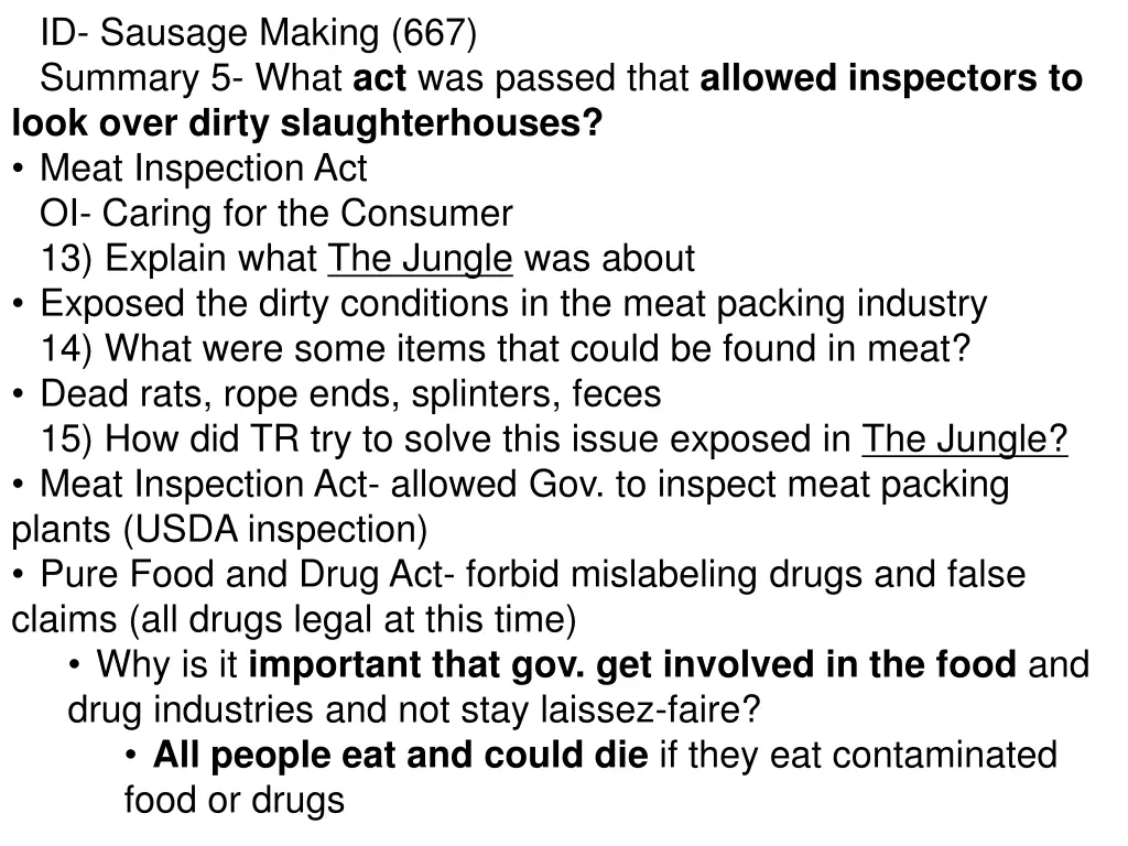 id sausage making 667 summary 5 what