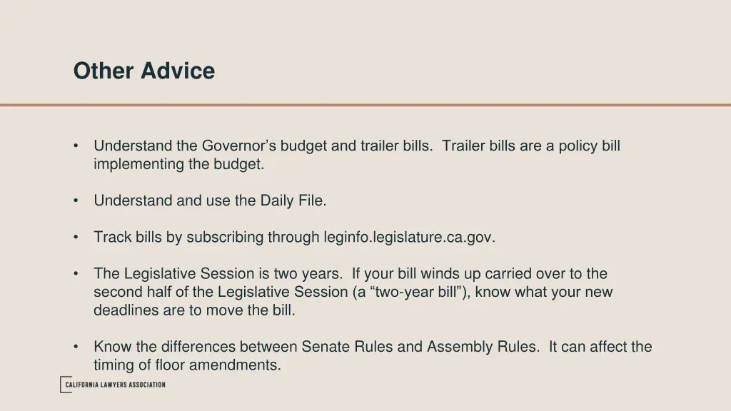 other advice