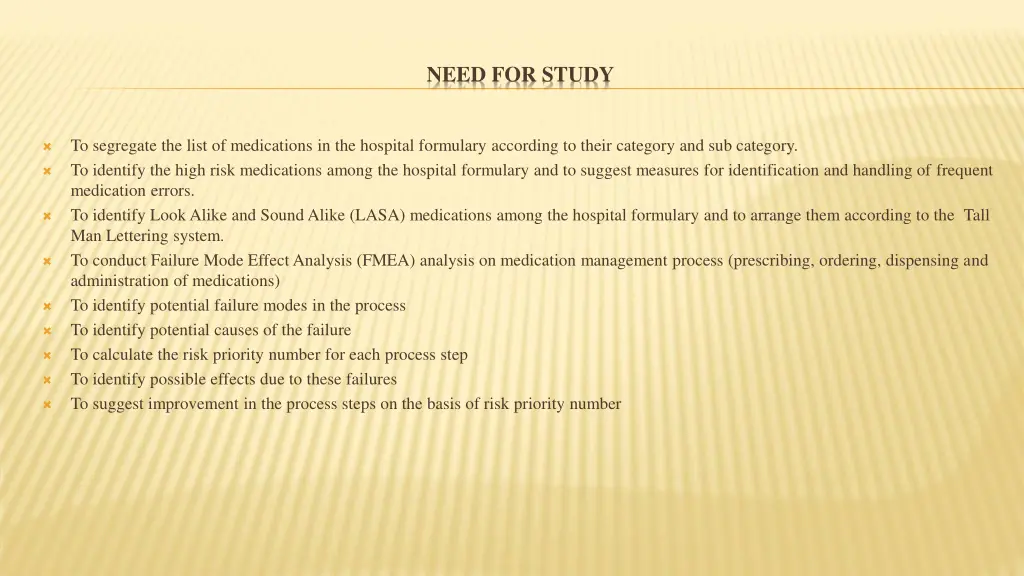 need for study 1