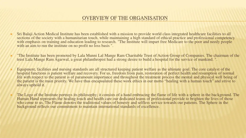 overview of the organisation