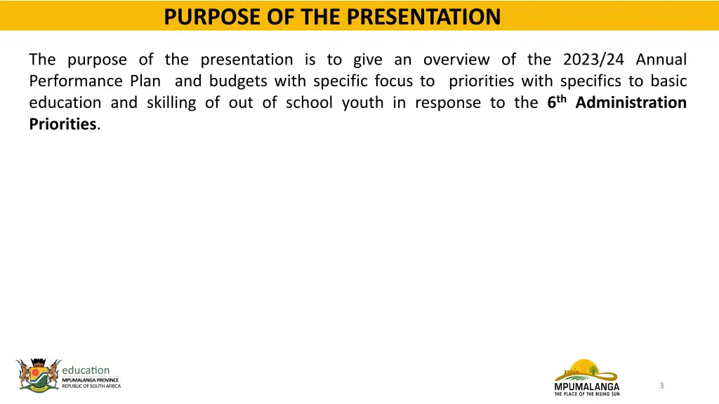 purpose of the presentation