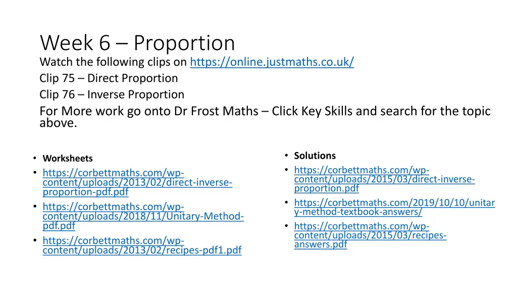 week 6 proportion watch the following clips