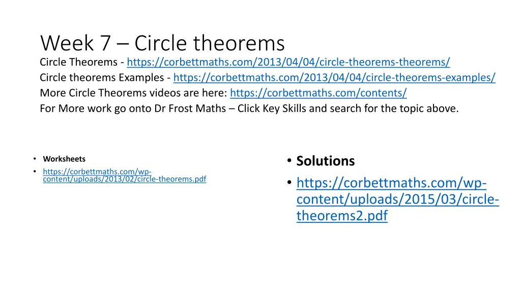 week 7 circle theorems circle theorems https