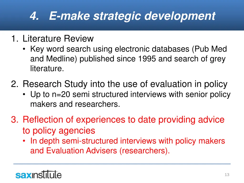 4 e make strategic development