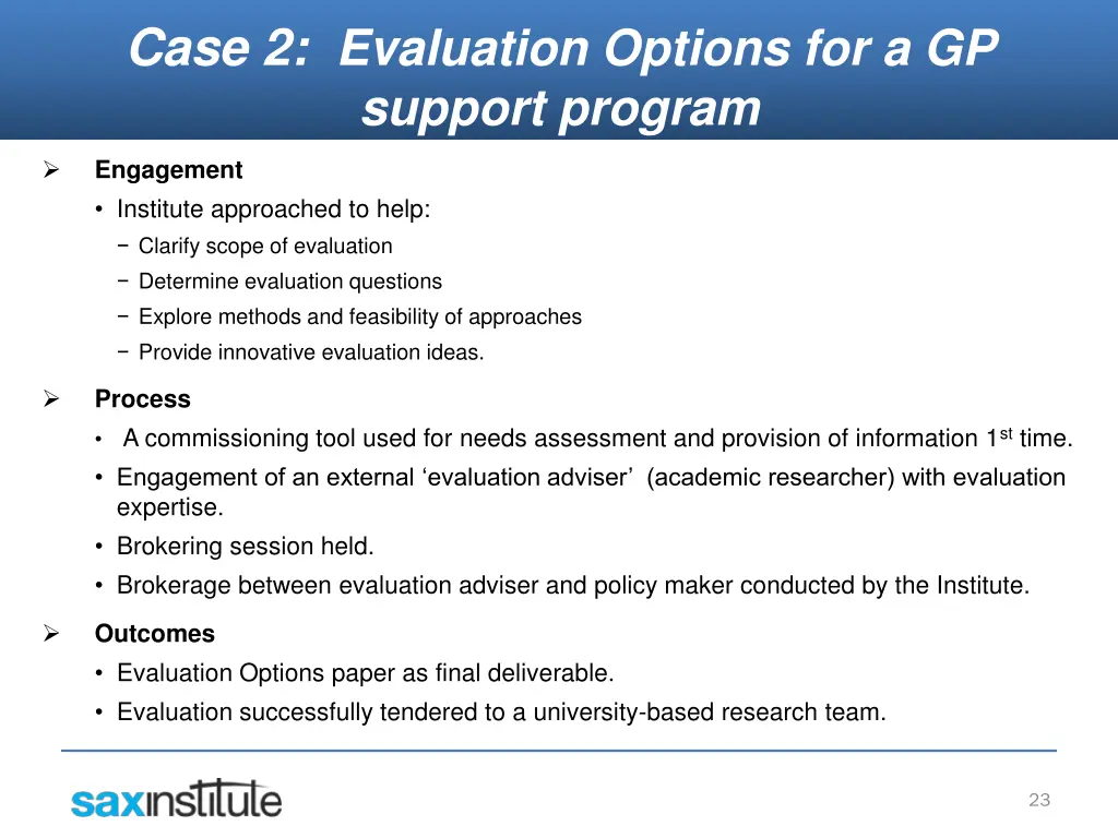 case 2 evaluation options for a gp support program 1