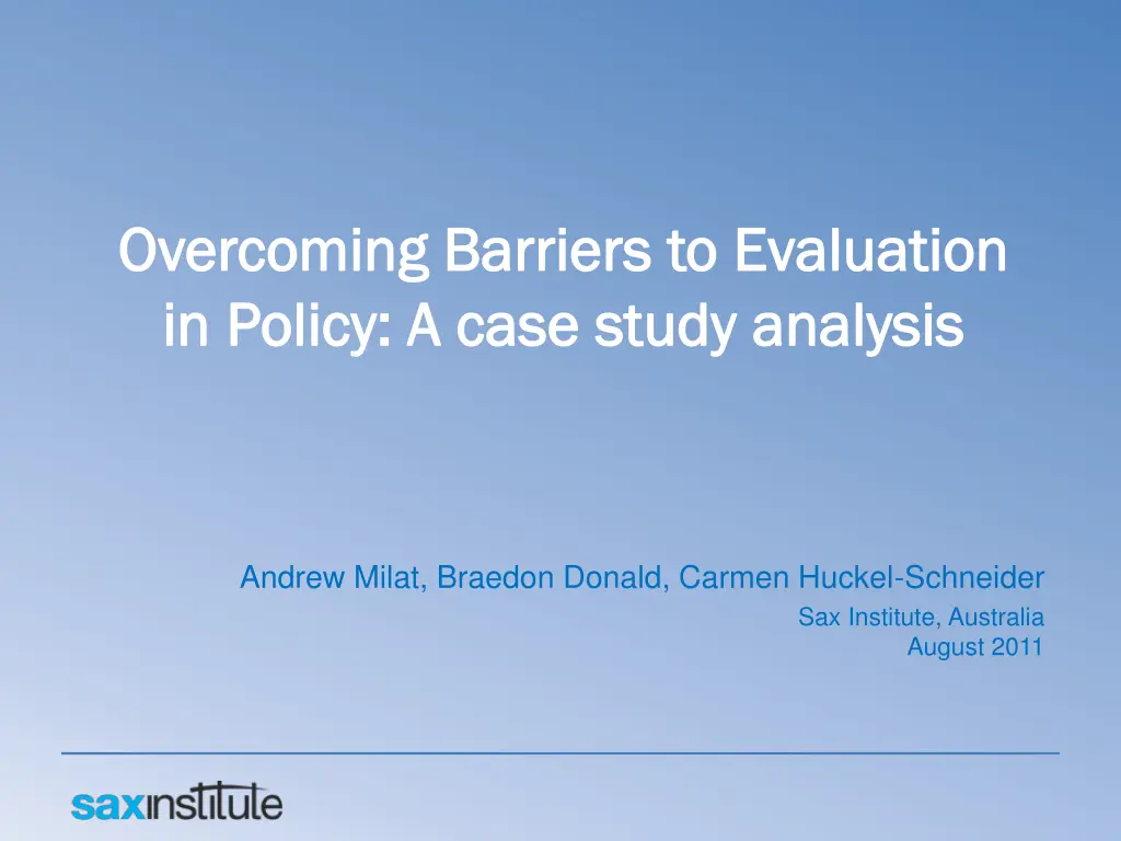 overcoming barriers to evaluation overcoming