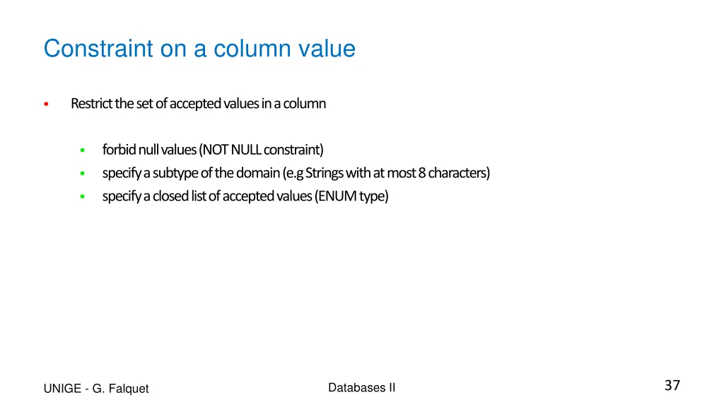 constraint on a column value