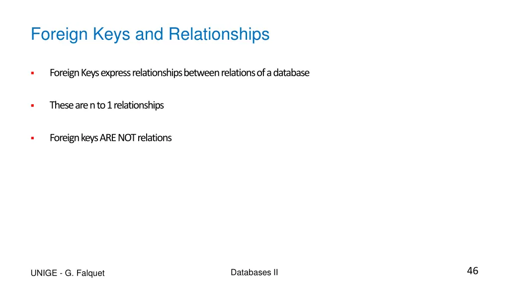 foreign keys and relationships