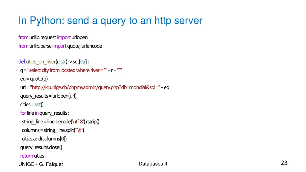 in python send a query to an http server