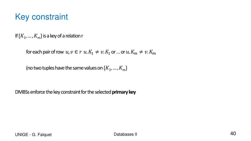 key constraint