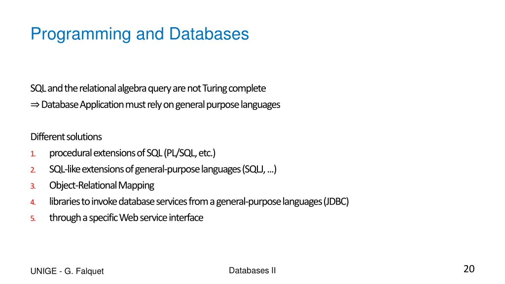 programming and databases