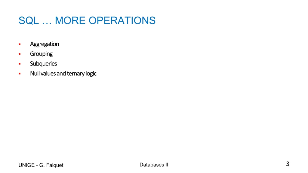 sql more operations