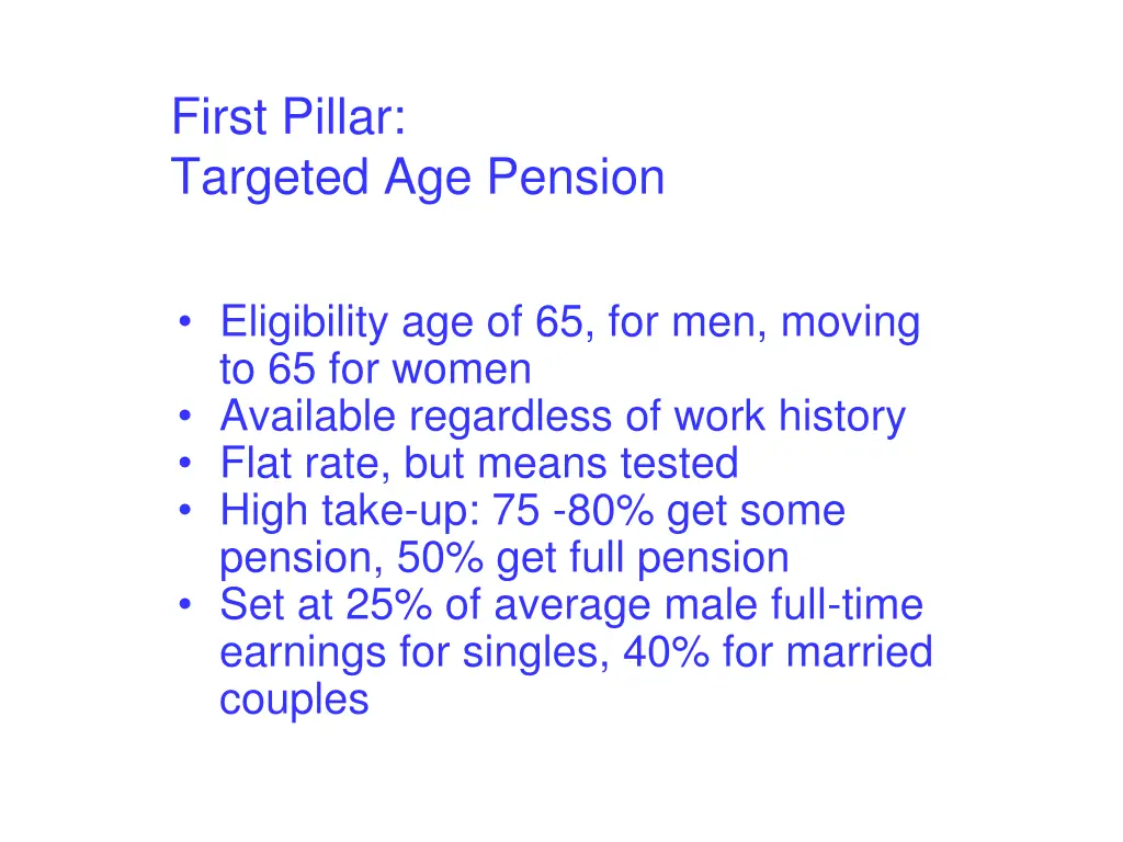 first pillar targeted age pension
