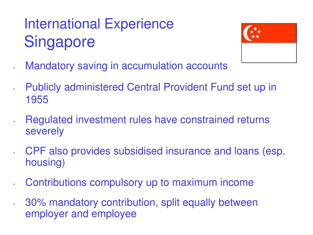 international experience singapore