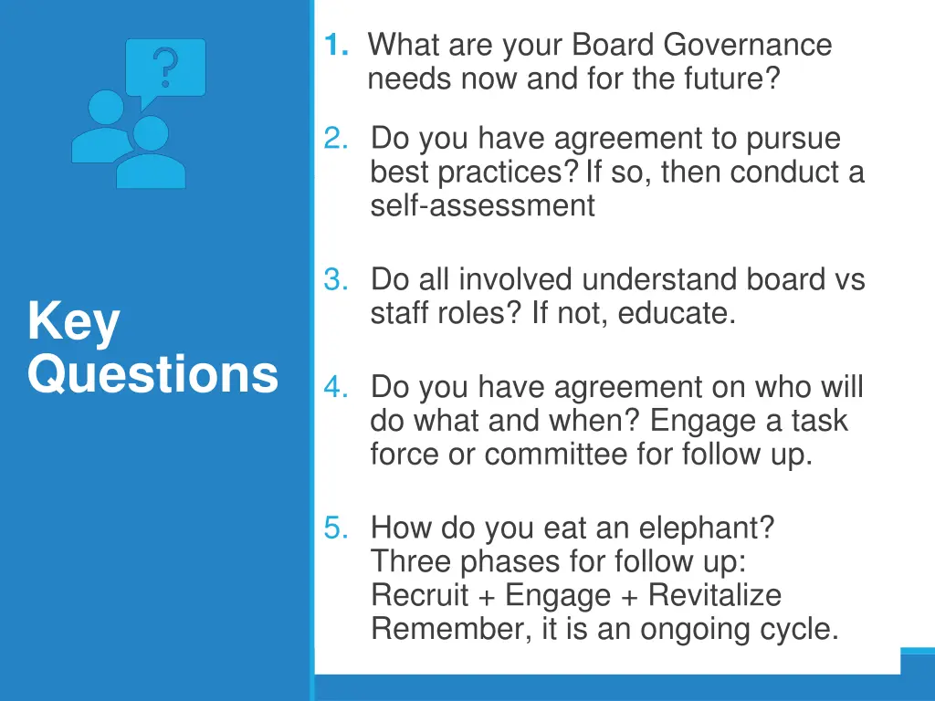 1 what are your board governance needs