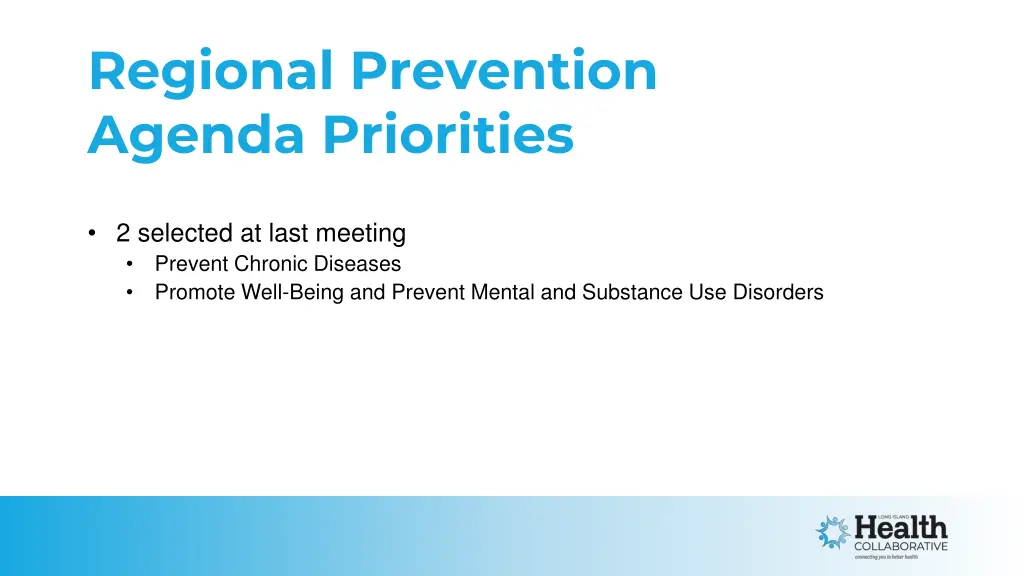 regional prevention agenda priorities