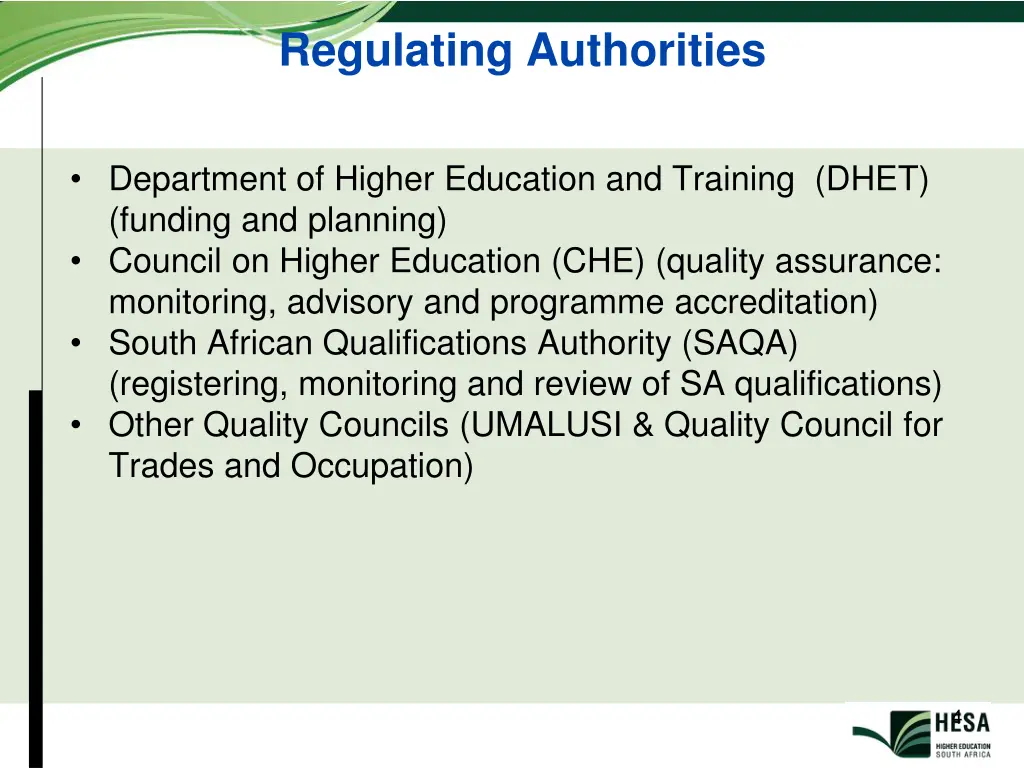 regulating authorities