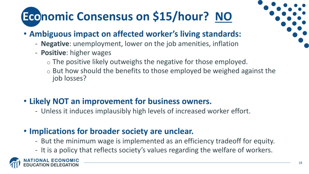economic consensus on 15 hour no