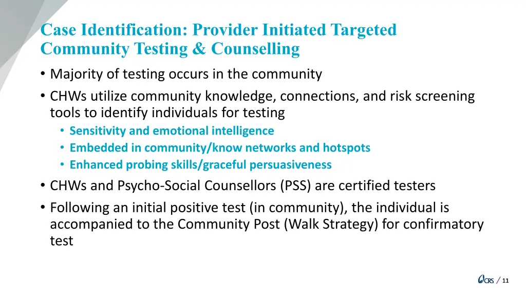 case identification provider initiated targeted